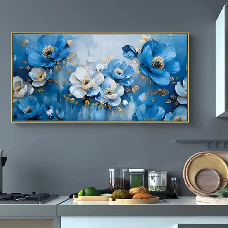 Алмазная мозаика сделай сам картина с большими красивыми синими цветами