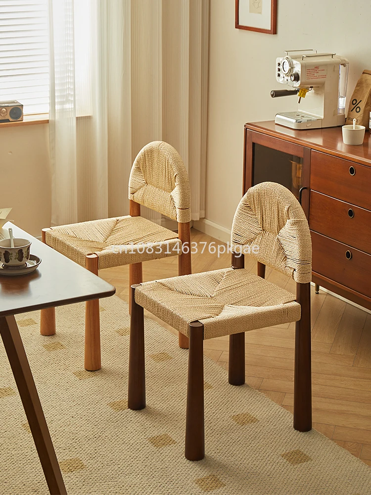 Винтажная плетеная нить из цельной древесины верёвочная спинка