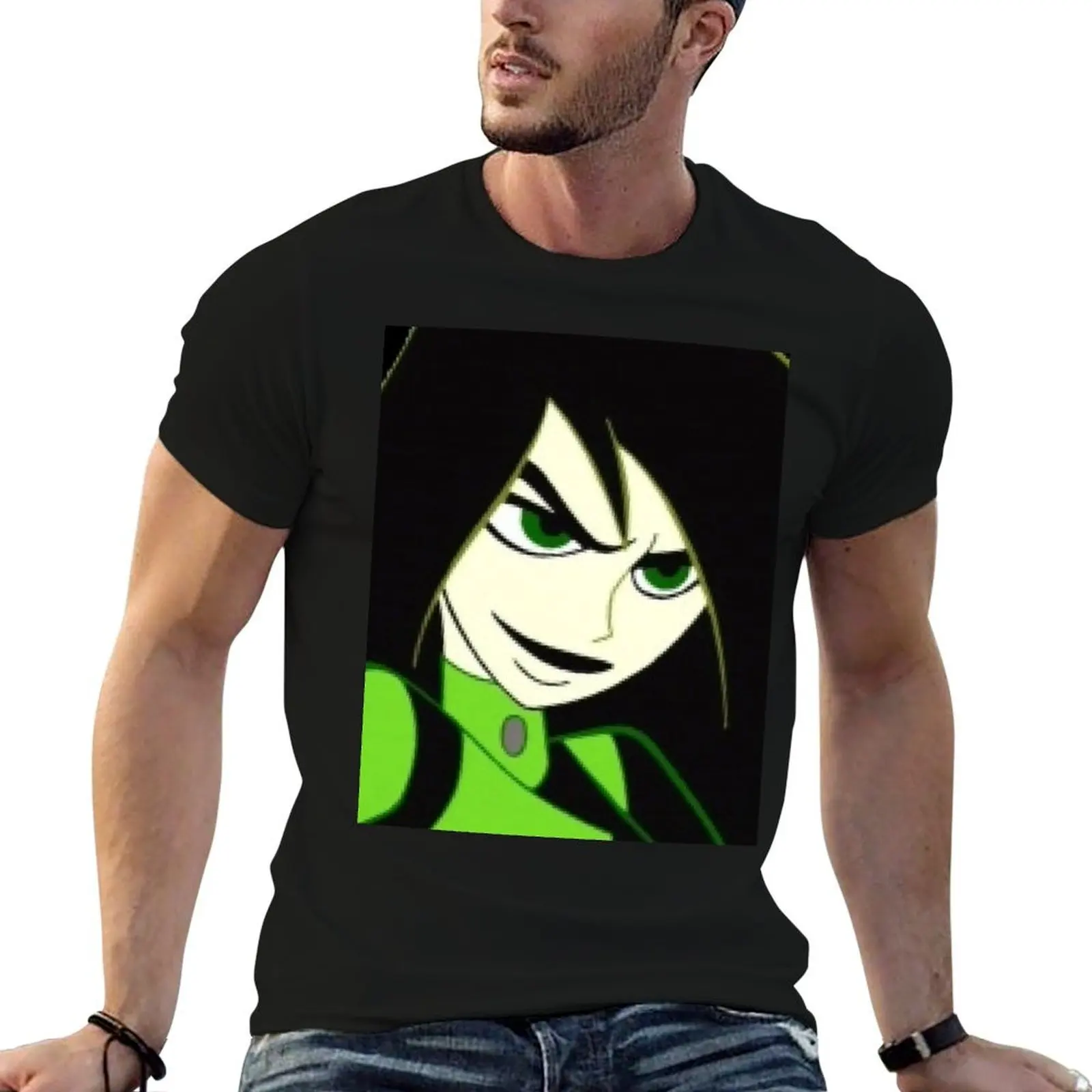 Фото Футболка Shego-Smirk, мужская футболка с рисунком, мужская футболка, хлопковая футболка высокого качества №1