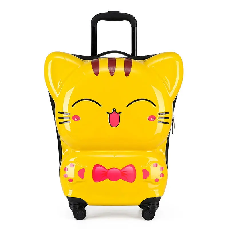 New Kids Cartoon 3D Cat Suitcase with Wheels Children's Trolley Case Cabin Travel Luggage Cartoon Rolling Luggage Carry on Bag