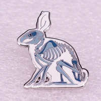 white rabbit skeleton fashionable creative cartoon brooch lovely enamel badge clothing accessories