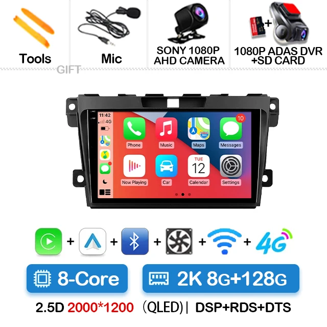 

Автомобильное радио Android 15 для Mazda CX-7 CX7 2008 2009 2010 2011 2012 2013-2015 IPS QLED 5G WIFI 360 камера стерео АВТО 8-ядерный RDS BT