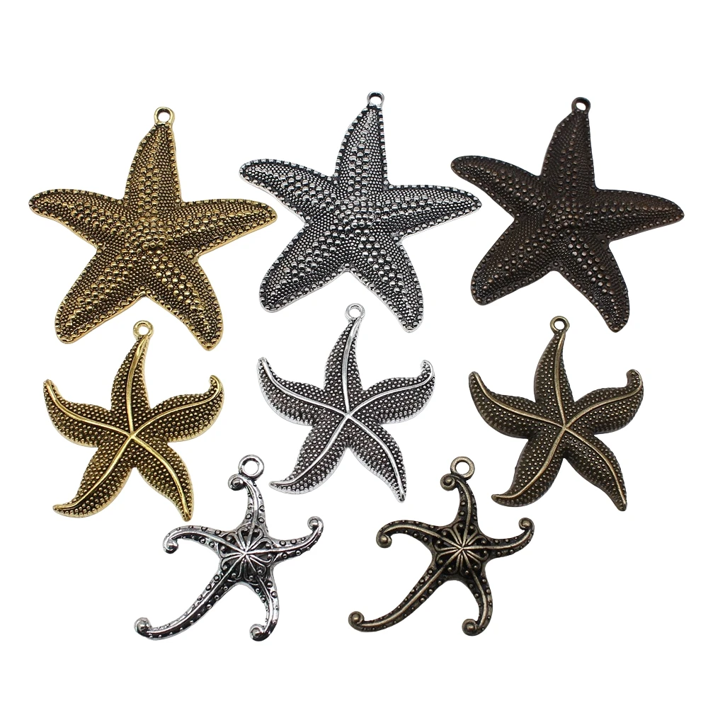 

2pcs Big Starfish Pendant Charms For Necklace Making Marine Animal Charms