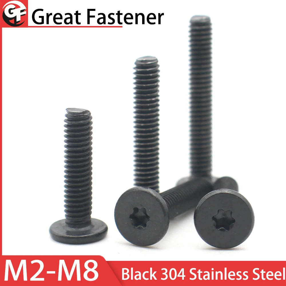 

10 шт. CM, черный, нержавеющая сталь 304 M1.6 M2 M2.5 M3 M4 M5 M6 M8 Torx шестилопастной ультратонкий сверхнизкий болт с плоской вафельной головкой