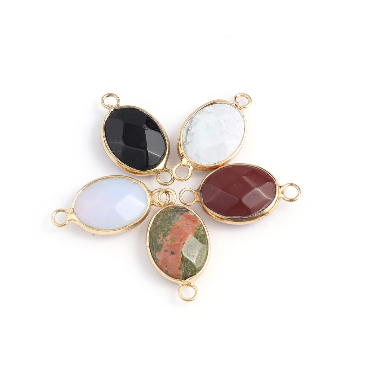 

Natural Stone Agates Pendants Gold Plated Lapis lazuli Opal Connector for Trendy Jewelry Making Necklace Bracelet Accessories