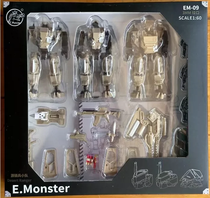 Фото Emonster Powered Armor Mecha EM09, готовая модель робота-воина-разведчика в масштабе 1/60, набор из трех фигурок для взрослых коллекционеров №1