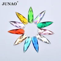 junao 20pcs 1030mm large mix color sewing teardrop crystals flatback acrylic rhinestone loose stones for clothes needlework