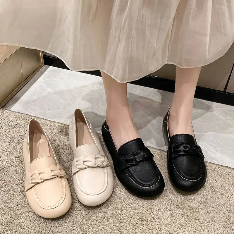 

Slip On Shoes For Women Shallow Mouth Female Footwear Soft Modis Casual Sneaker Autumn All-Match Round Toe Oxfords Slip-on Mocca