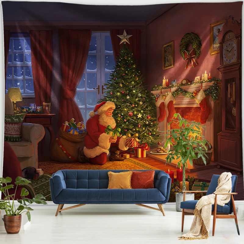 

Украшение для дома рождественские подарки Санты Подарочный принт полиэфирный полированный фон ткань подходит для спальни гостиной tapiz