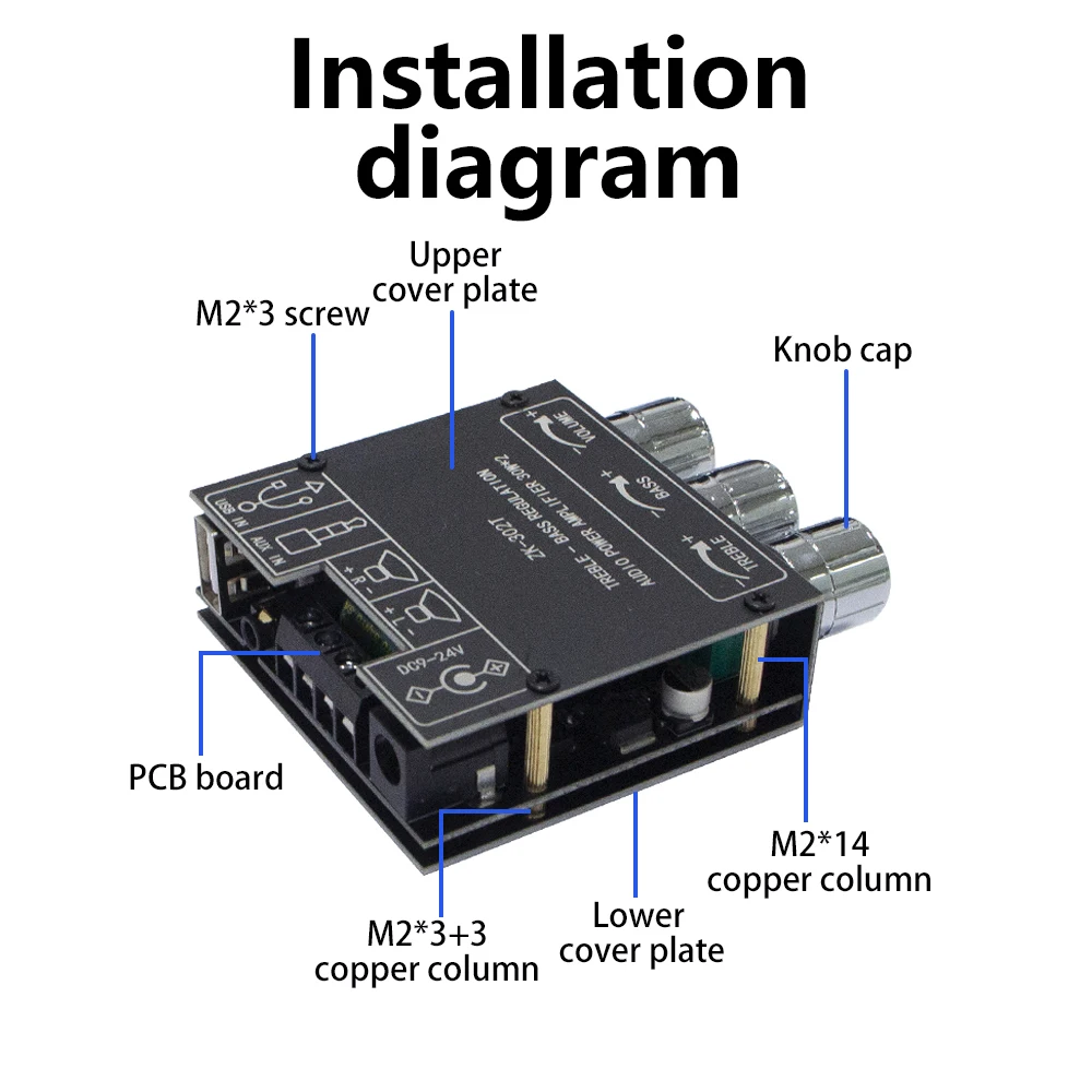 Плата цифрового усилителя мощности ZK-302T 5 1 BT