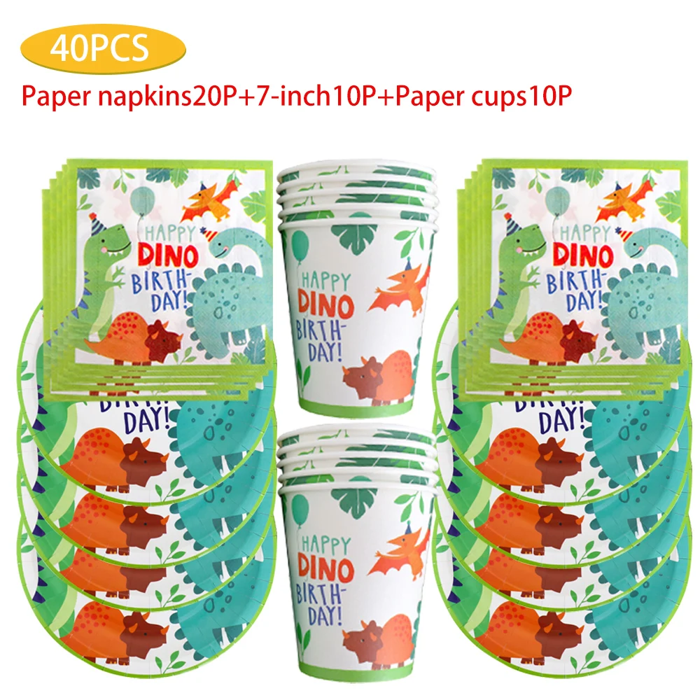 Новинка зеленые динозавры дневные одноразовые тарелки бумажные полотенца