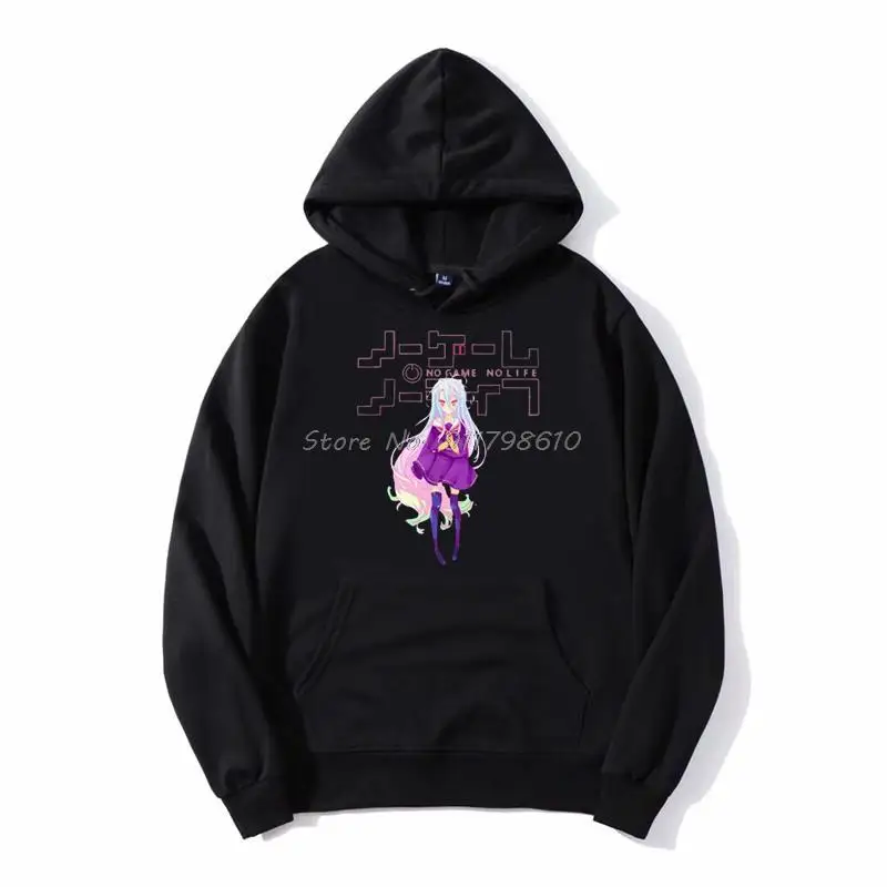 

No Game No Life Shiro Anime Black Hoodie Stephanie Dola Kurami Men Hooded Fleece Hoodies Sweatshirt Streetwear Oversize