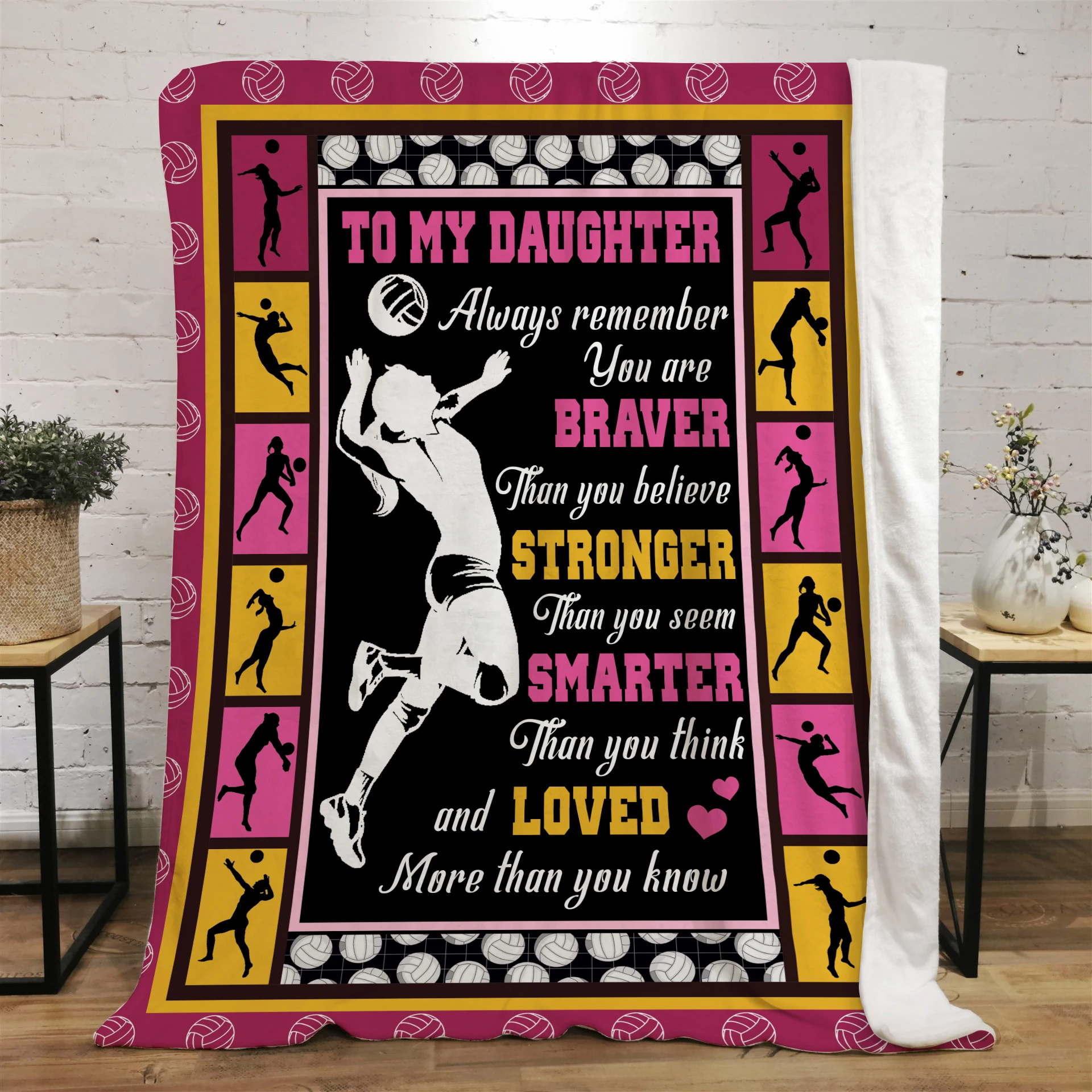 

Letter to My Daughter Coral Throw Blanket Volleyball Style Ultra Plush Sherpa Blanket Soft Bedspreads on the Bed Sofa Cover
