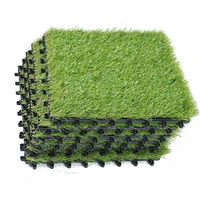 Artificial Grass Deck Interlocking Tiles Indoor Outdoor Grass Tile Mat for Patio Balcony Garden Flooring Decor 1'x1' (9 Packs)