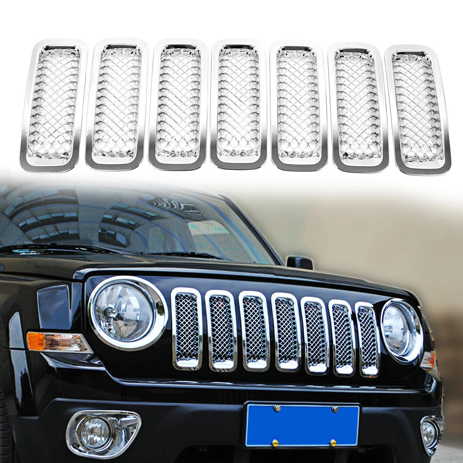 

Передняя сетчатая решетка автомобиля для внедорожника, вставка для Jeep Patriot 2011-2016, клейкая наклейка, решетка, отделка