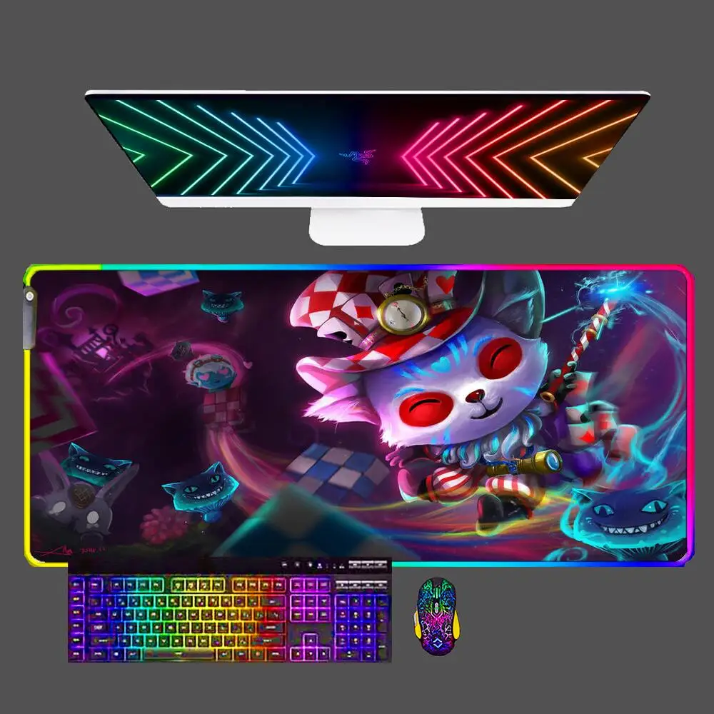 

Teemo League Of Legends RGB Mouse Pad gamer Large LED Backlit Keyboard NonSlip Rubber Computer Carpet Desk Mat PC Gamer Mousepad