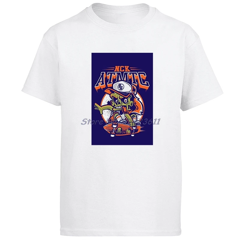 

​Nick Automatic Nck Atmtc Skater Skull Skateboard Punk Rebel Thrasher O-neck cotton T-shirt Oversized T shirts Men clothing