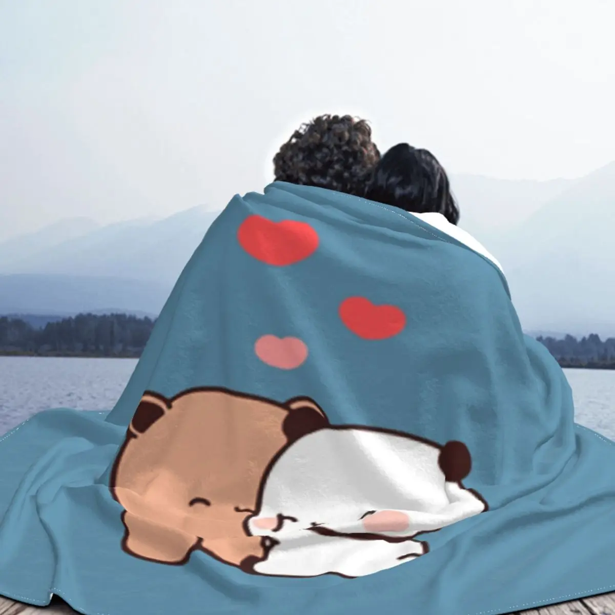 Ультрамягкое одеяло из микрофлиса Panda Bear Bubu And Dudu Hugs Love An