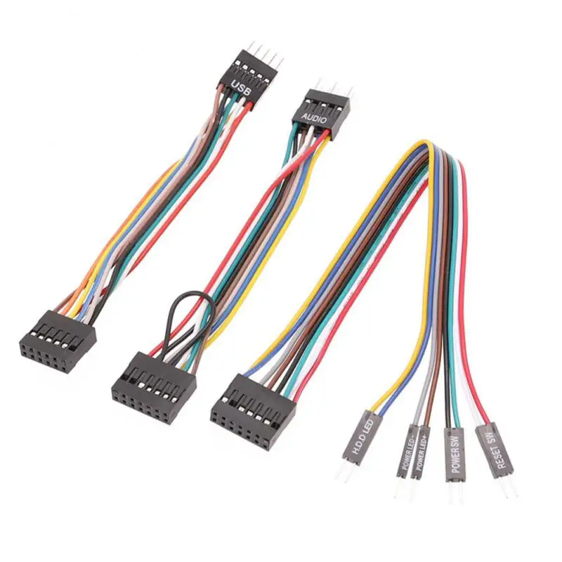 

11-pin Female Wiring Switch Cable Three-piece Set Usb 9-pin Chassis Adapter Cable Usb Cable Audio Cable Conversion Cable 24awg
