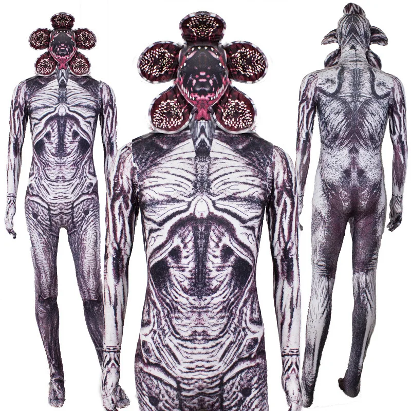 Halloween monstro horror bodysuit grande diabo rei cosplay traje demogorgon mostrar vestir-se