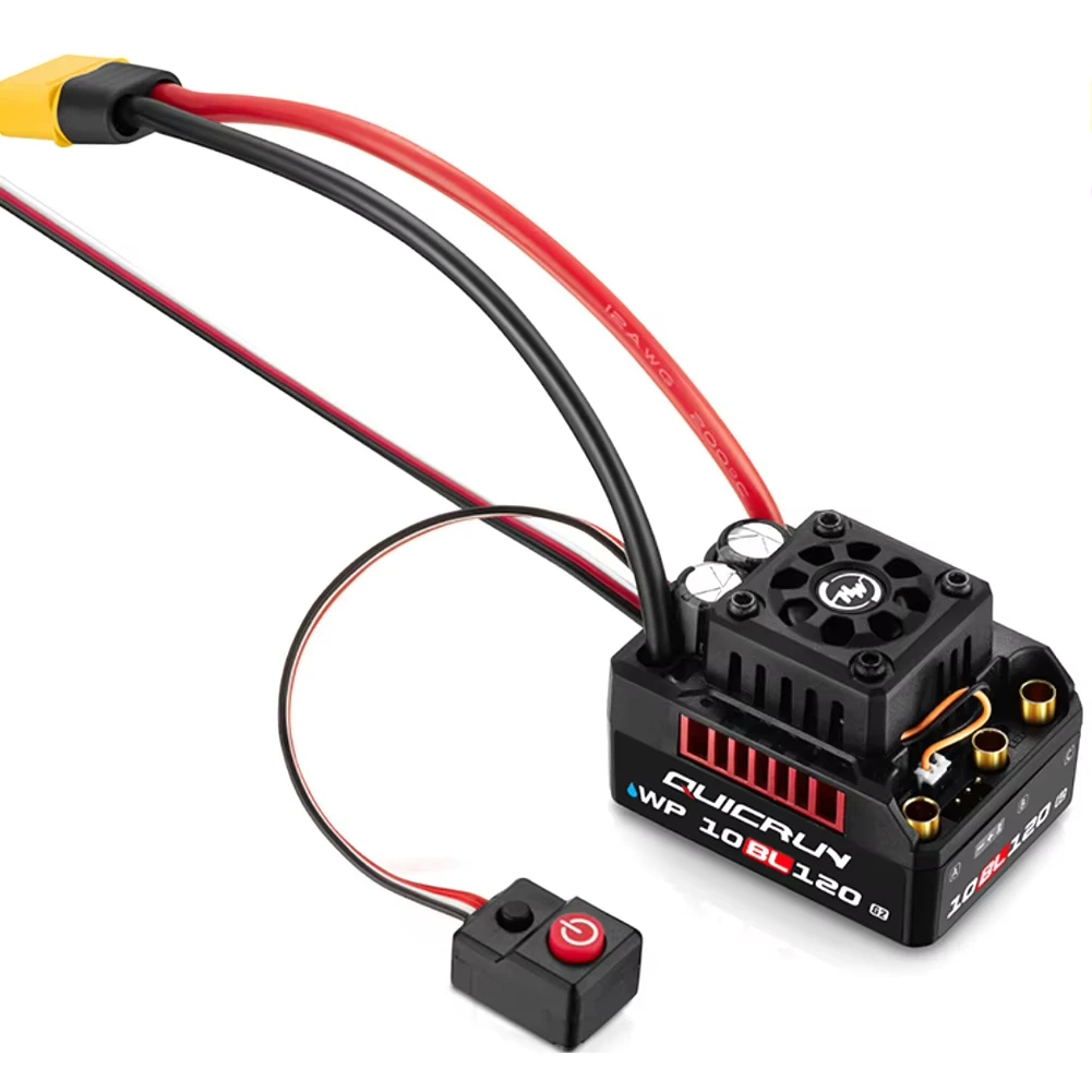 Фото Hobbywing QUICRUN WP 10BL120 G2 120A Бесколлекторный ESC, водонепроницаемый регулятор скорости, разъем XT60, 2-4S Lipo для моделей автомобилей масштаба 1/10 и 1/12. №2