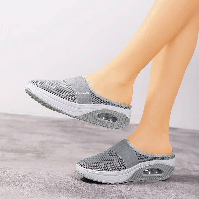 

2022 Women Mesh Lightweight Shoes Woman Slippers Wedge Shoes Female Air Cushion Sandals Thick Bottem Omen Sneakers Plus Size 43
