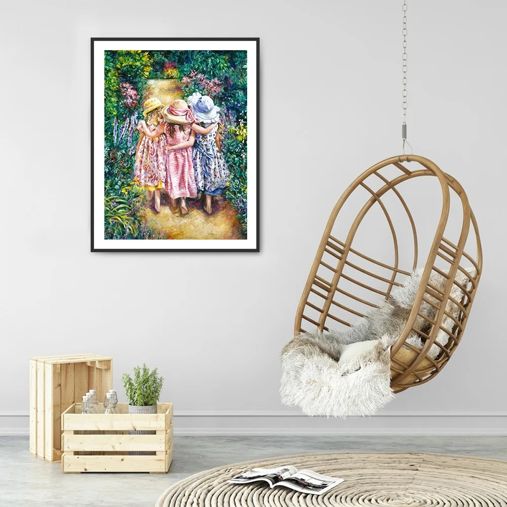 Мозаика 5D сделай сам набор для рисования из круглых страз сада и девушек