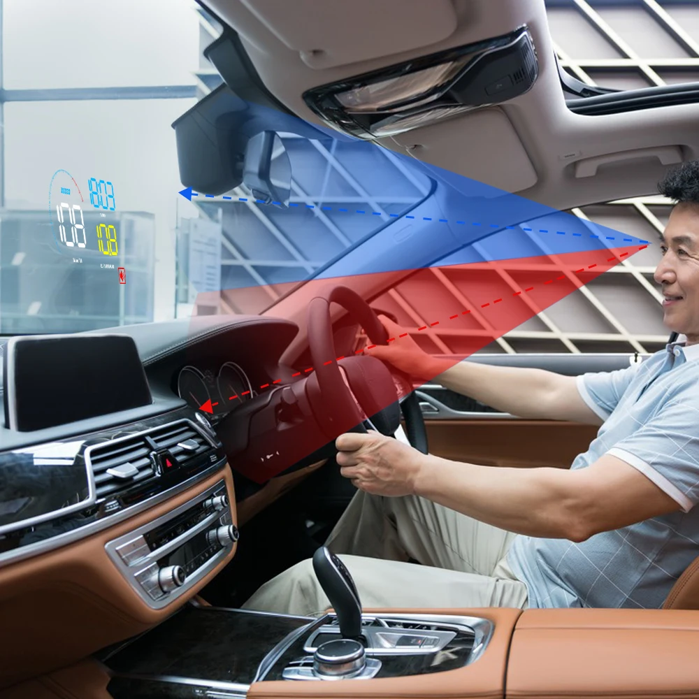 auto projector hud display car alarm eobd obd2 board computer speedometer head up display windshield car electronic accessories free global shipping