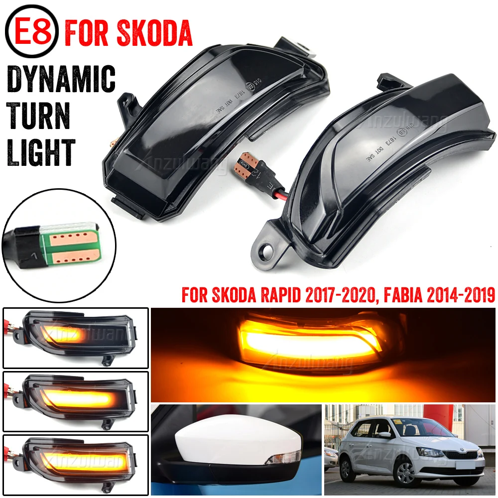 

2pcs Side Mirror indicator Dynamic Sequential Flowing LED Turn Signal Light For Skoda Fabia 2014-2019 Rapid 2017-2020 Series