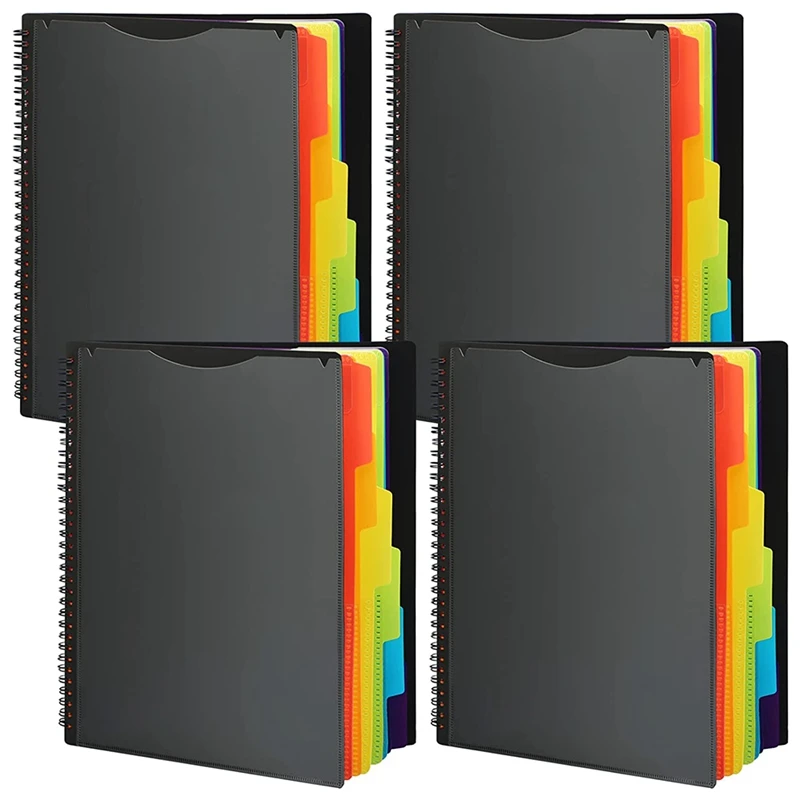 

4 упаковки, 12 карманов, полипропиленовый Органайзер с 6 разделителями, спиральная папка для школы и офиса, размер букв, 1/3 разрезанные вкладыш...