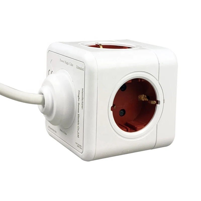 Sopend Стандарт ЕС Зарядное устройство Power Strip Cube 5 розеток 1 м удлинители 16 ампер