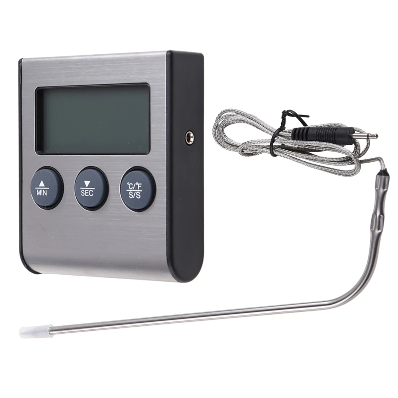 

G6DA Digital Kitchen Thermometer LCD Display Long Probe for Grill Oven Food Cooking Alarm Timer Measuring Tools