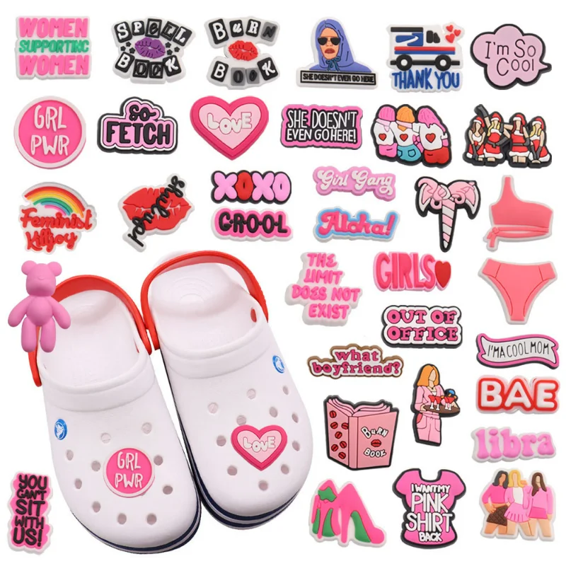 

100 шт., подвески для обуви из ПВХ «I'm So Cool Girl Gang»