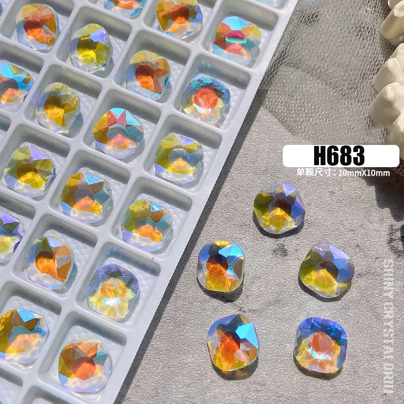 

10 шт. летние хрустальные бриллианты для украшения ногтей Аврора большой камень квадратные капли воды в форме сердца розовые Стразы для ногт...