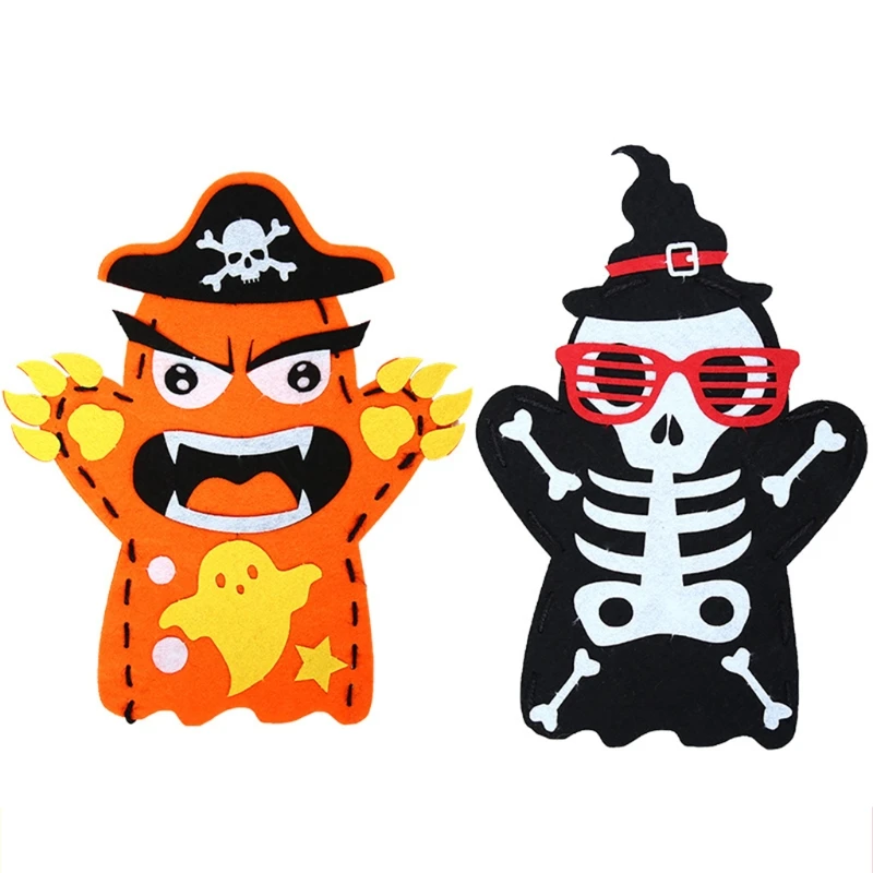

Kids Hand Puppet Kits Creative Handcrafts Popular Community Game for Boys Girls w/ Non-Woven Material Halloween Pattern