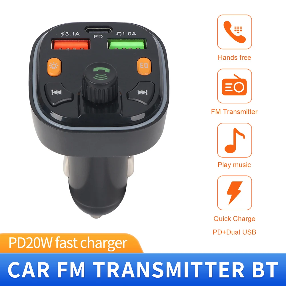 

Автомобильный громкой связи Bluetooth совместимый 5,0 FM-передатчик автомобильный комплект MP3 модулятор плеер гарнитура аудио приемник 2 USB быстро...
