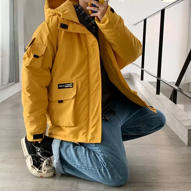 Black Mens Harajuku Overcoat Cargo Jackets Parka Korean Casual Autumn Coats Plus Size Men Streetwear Winter Jacket 2022