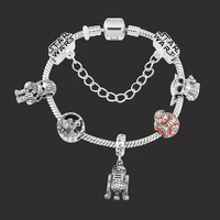 classic movie star wars bracelet spaceship darth vader death star yoda bb8 pendant bracelet girl boy jewelry accessories gifts
