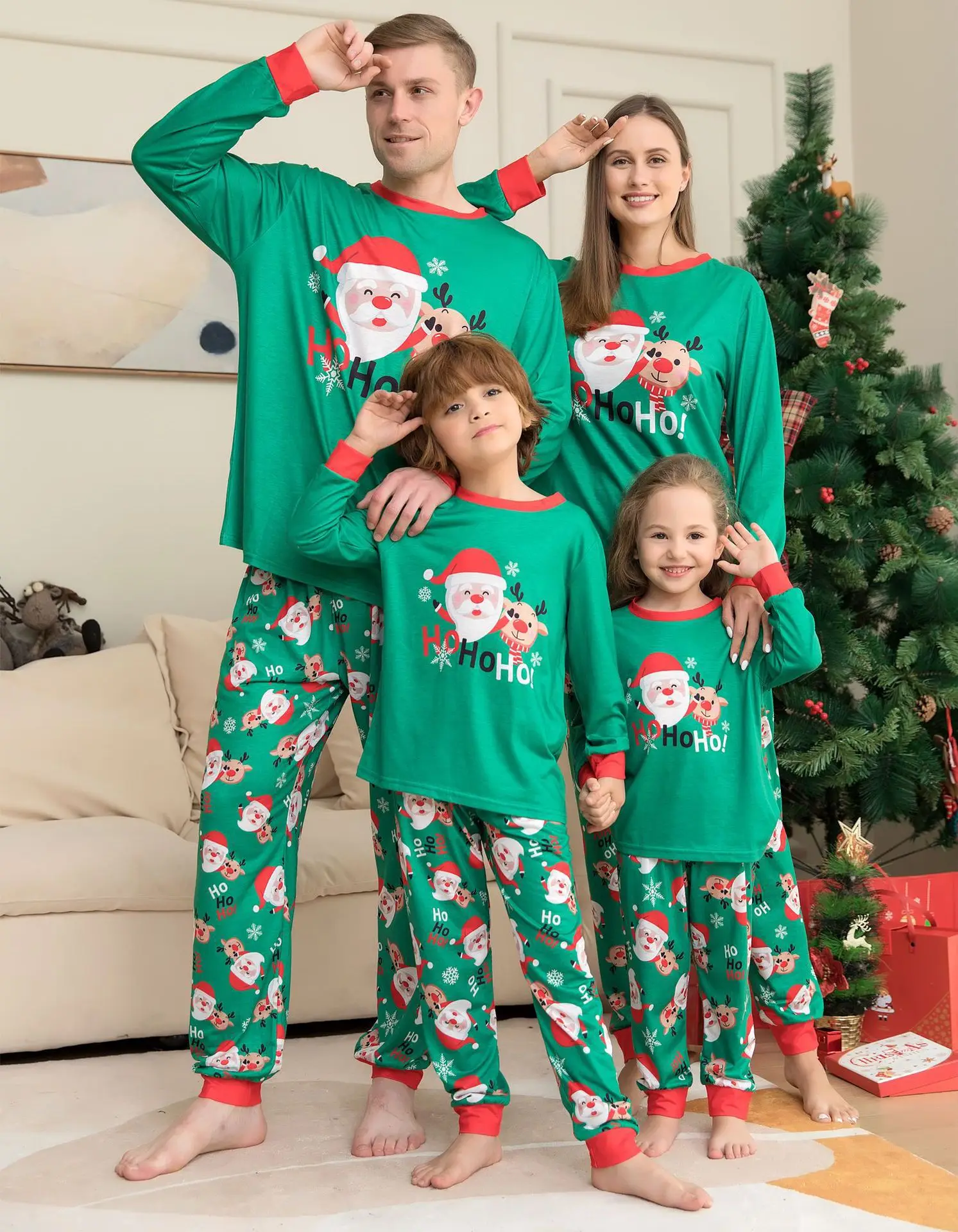 

Xmas Family Matching Pajamas Set Santa Deer Printed Family Matching Outfits 2024 Christmas Family Pj's Dog Clothes