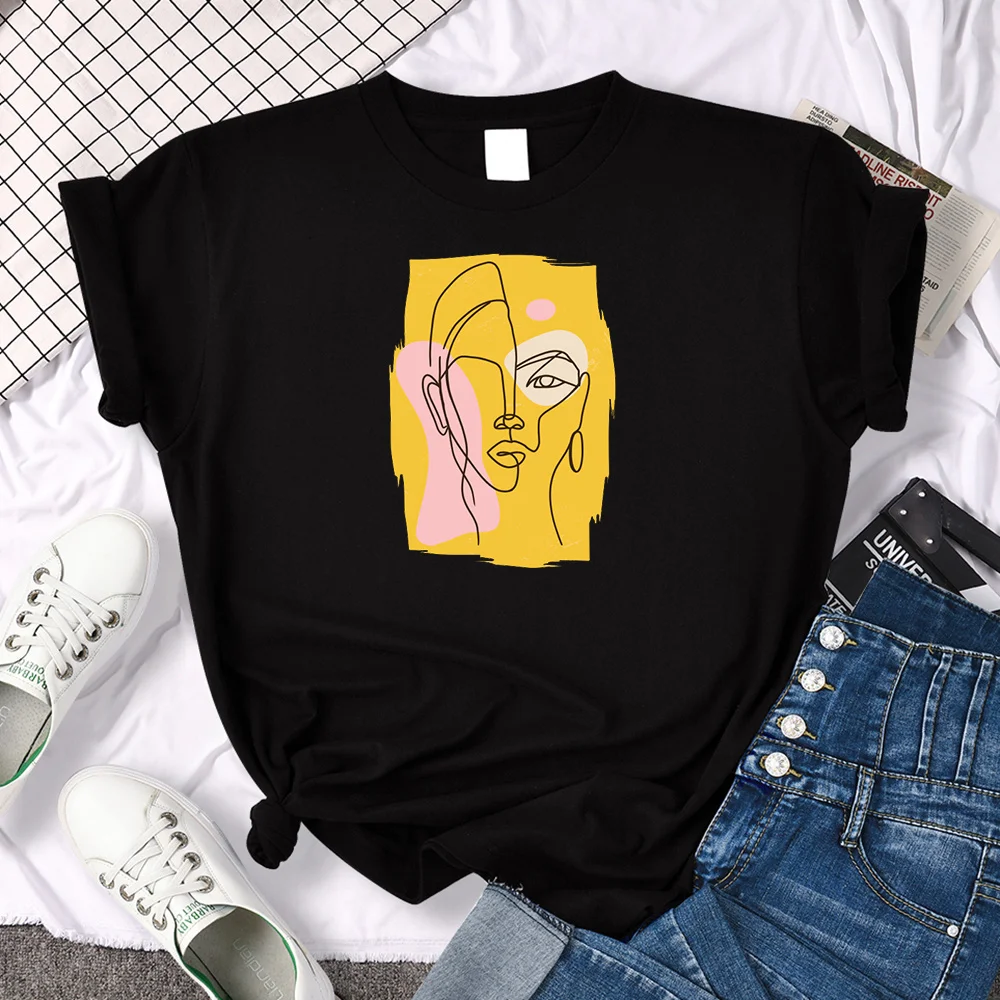 

T-Shirt Women Art Self Portrait Tops Women Art Tees Short-Sleeved