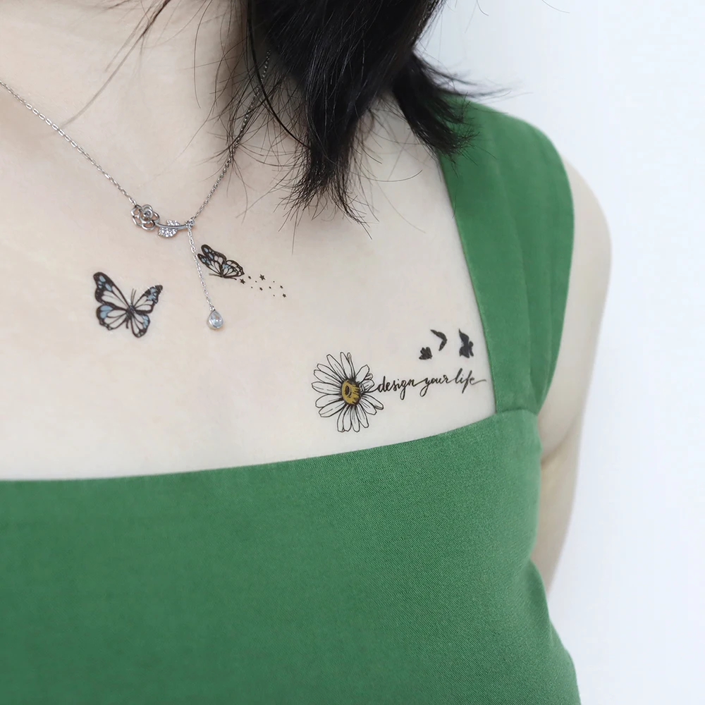 VeeCharm-светящиеся бабочки и музыка временные тату-наклейки: водонепроницаемые