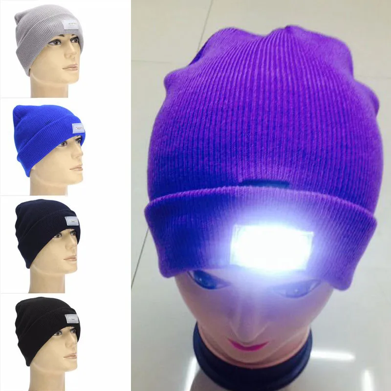 

NEW LED Lighted Beanie Cap Hip Hop Men Women Knit Hat Hunting Camping Running Christmas Gifts