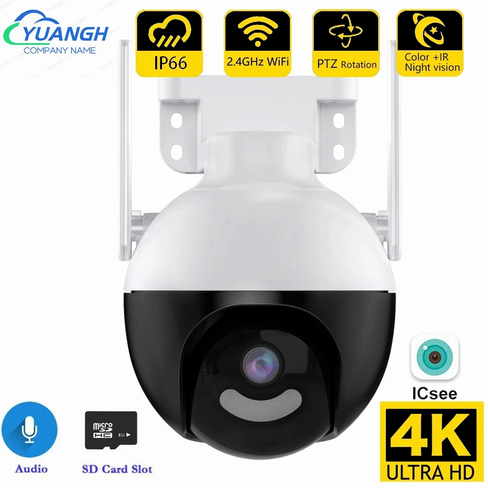 

8MP Waterproof Wireless Outdoor Camera ICSee APP Two Ways Audio CCTV 4K Security WIFI IP Camera Color Night Vision