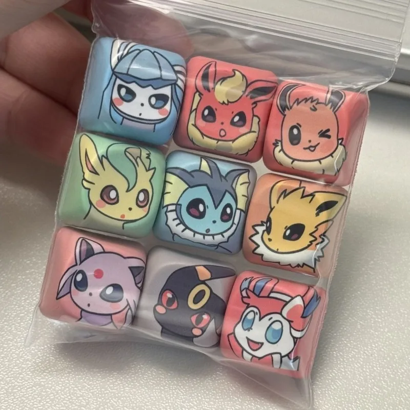 Фото Колпачки для клавиш Pokemon Eeveelutions MOA Profile PBT, кастомные колпачки для клавиш Eevee, для механических клавиатур с крестообразным креплением, для ESC, Page Up, Page Down №2