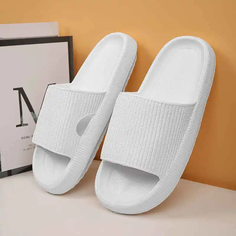 

Korean Summer Flip Flops Massive Soles White Shoes Non-Casual Leather Men's Footwear Cotton Leather Sandals Massager Tennis Buy
