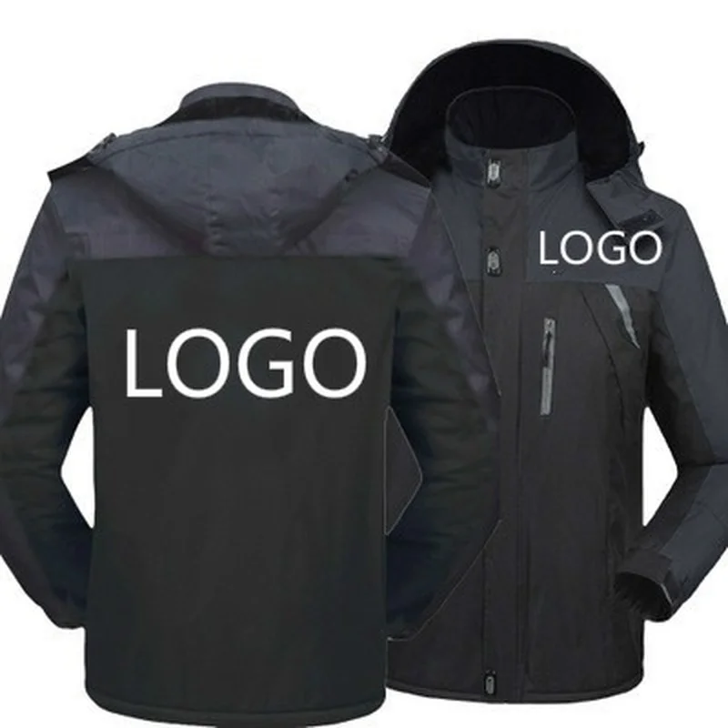 

2022 NEW Winter Jacket Men Custom Logo Thick Velvet Warm Coat Male Windproof Hooded Outwear Casual Mountaineering Overcoat