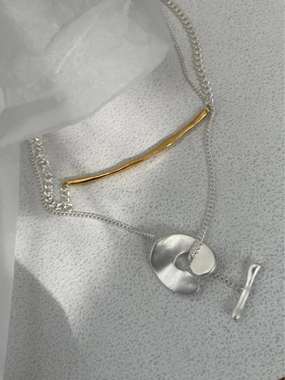 

blogger two-wear stitching color necklace designer simple OT buckle women's chic necklace