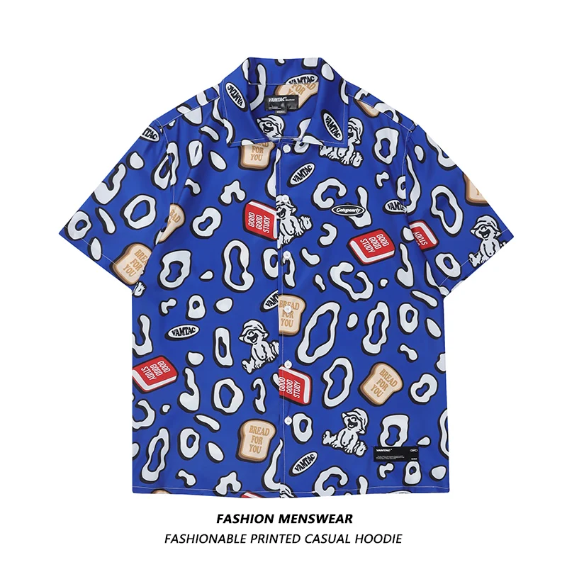 

Летняя Свободная рубашка для мужчин и женщин с принтом в американском ретро-стиле