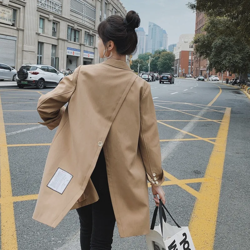 

SuperAen Women's Autumn 2022 New Split Back Korean Style Women's Fashion Label Casual Coat Jacket Blazer