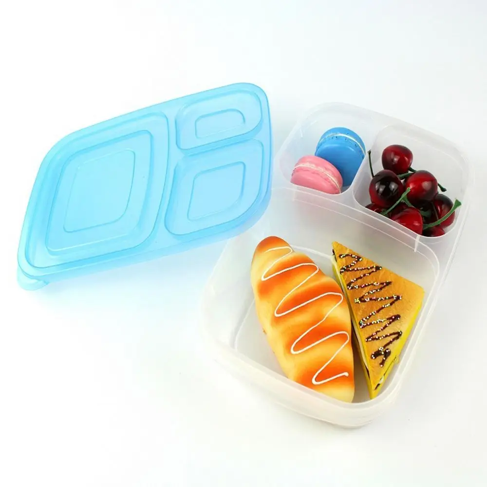 

3 Compartments Lunch Box Portable Heat-resistant Leak Proof Food Container Fruits Case Dinnerware Transparent Box School Office